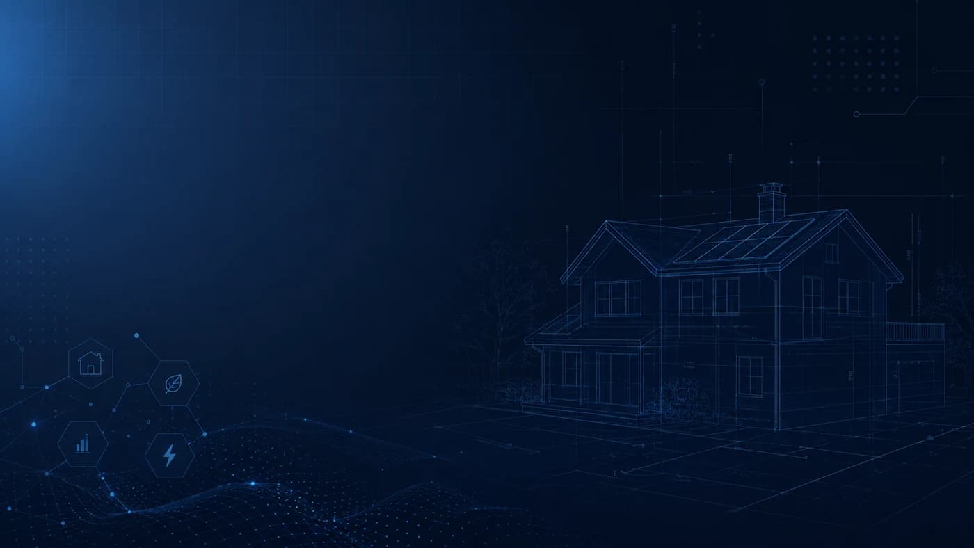 Illustrative property digital view with energy and analytics indicators